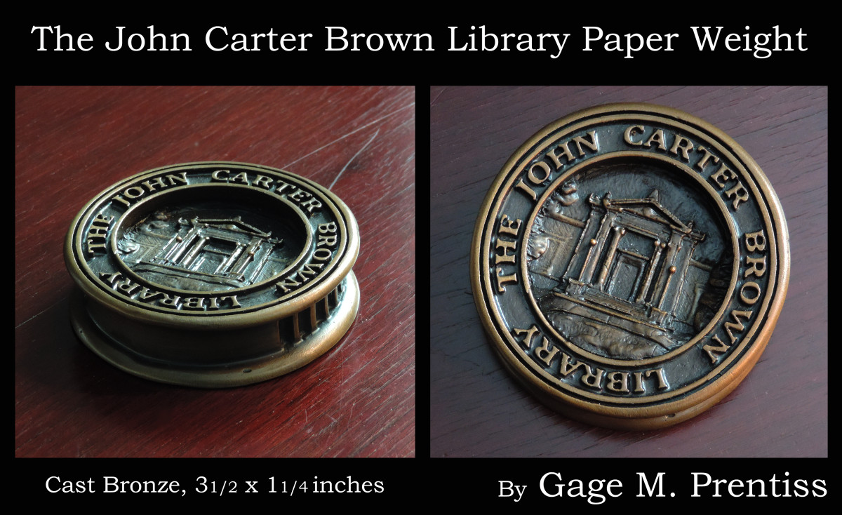 The John Carter Brown Library Paperweight -  Cast Bronze  3.5 x 1.25 inches